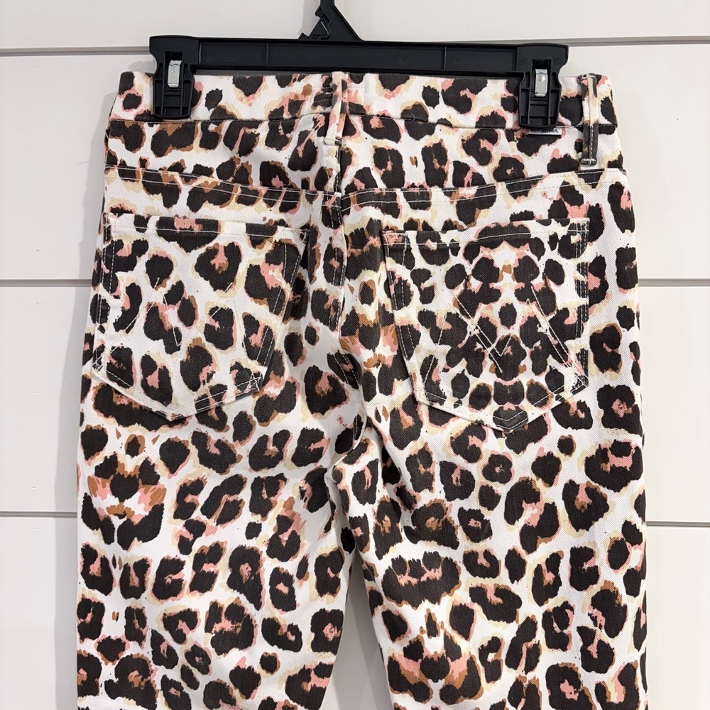 MOTHER Looker Ankle Fray Leopard Jeans High-Waisted Designer Anthro Like New 27 - Picture 6 of 13